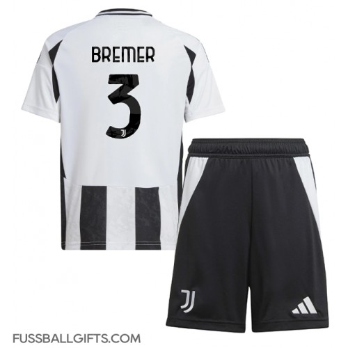 Juventus Gleison Bremer #3 Fußballbekleidung Heimtrikot Kinder 2024-25 Kurzarm (+ kurze hosen)